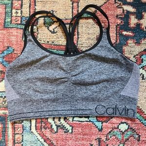 SOLD! Calvin Klein Sports Bra Cross Back Gray